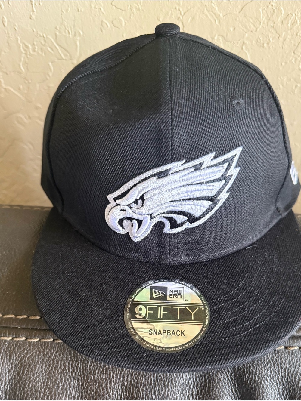 New Era Black Philadelphia Eagles Snapback Hat with White Logo